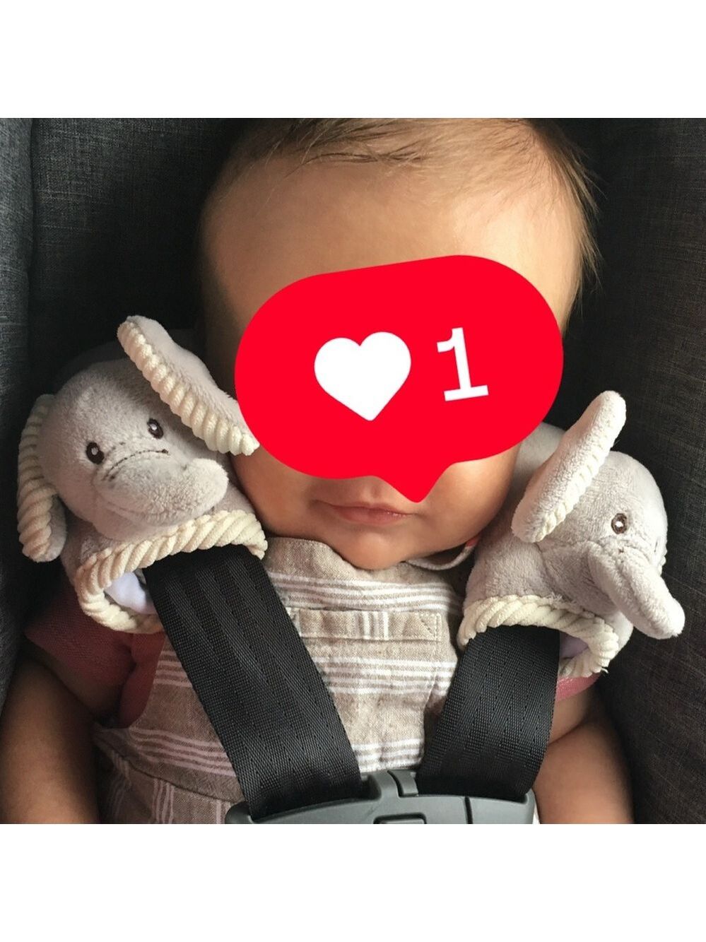 Gray Elephant Car seat strap covers